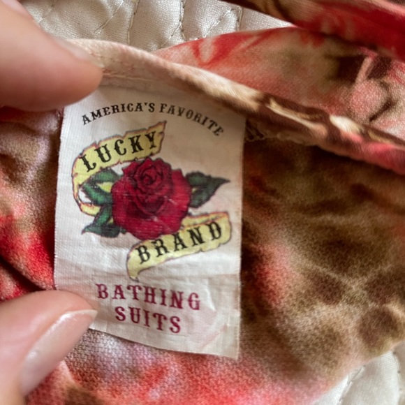 Lucky Brand Tie Dye Bikini Top Red Large Y2K Whimsigoth - Picture 2 of 2